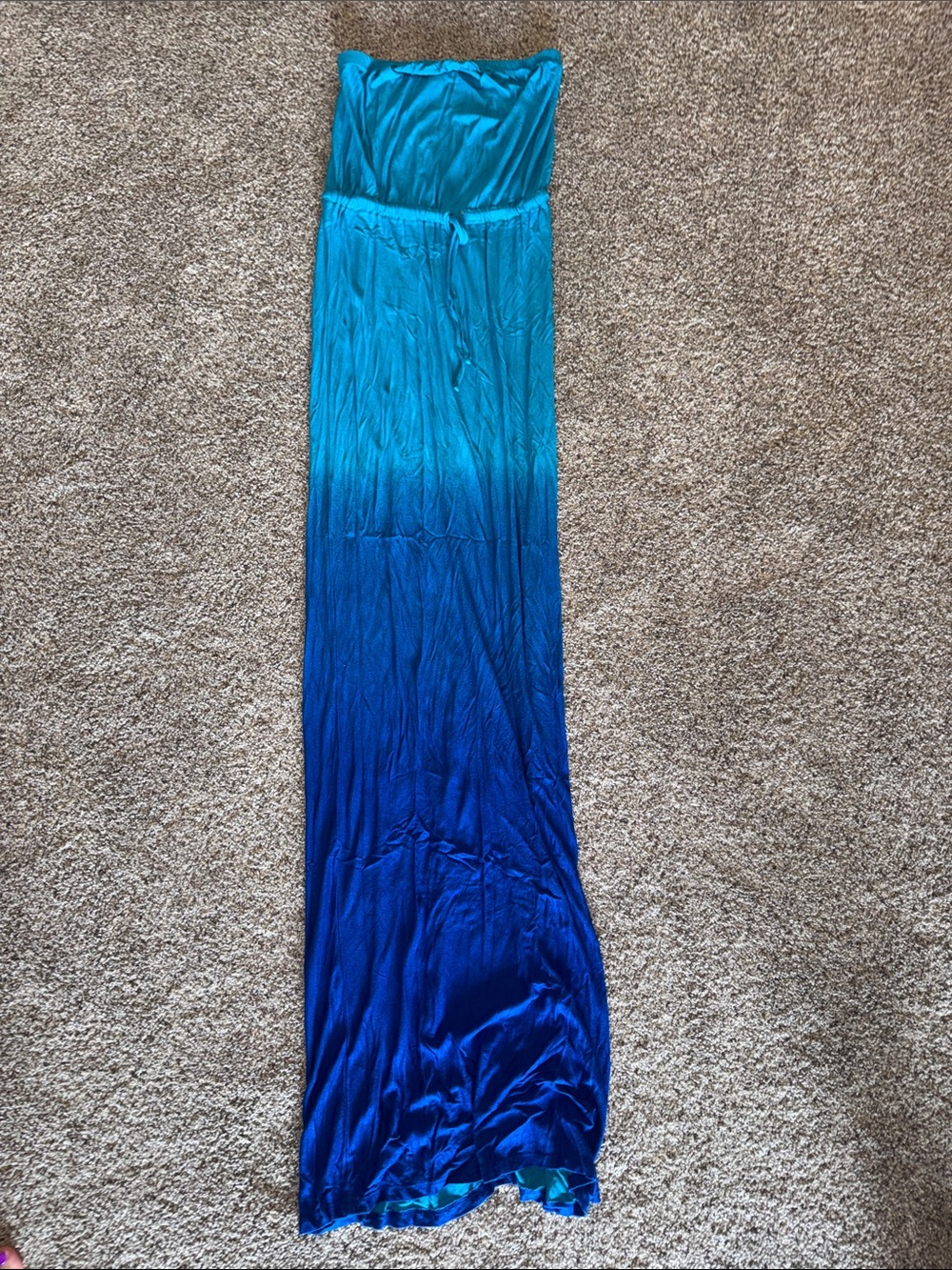 Old Navy Teal to Royal Blue Ombre Strapless Maxi Skirt